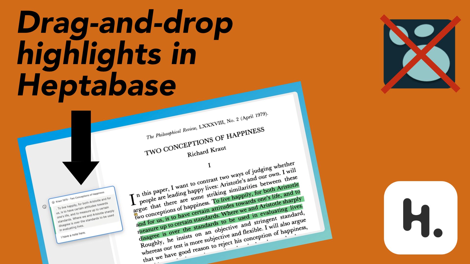 Drag-and-drop highlights in Heptabase